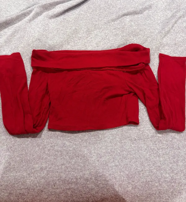 Red Off-The-Shoulder Garage Top - Image 3