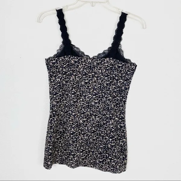 White House | Black Market Brown & Black Animal Print Lace Trim Cami Tank Top - Image 4