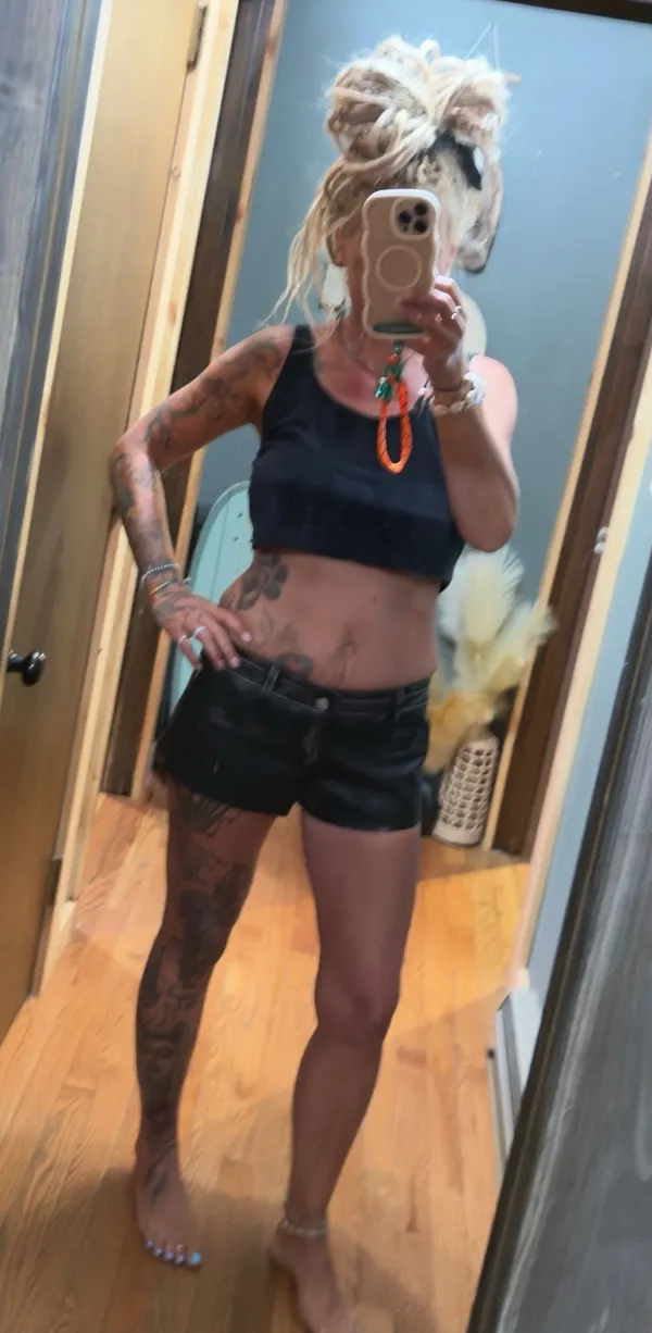 Forever 21 Distressed faux leather shorts M - Image 6