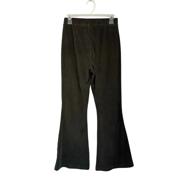 Aerie Groove ON Velour High Waisted Flare Pant Pull ON Ribbed Army‎ Green Size S - Image 2