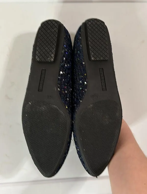 Talbots Francesca Tie Tassel Driving Moccasins in navy sequin tweed size 5.5 - Image 12