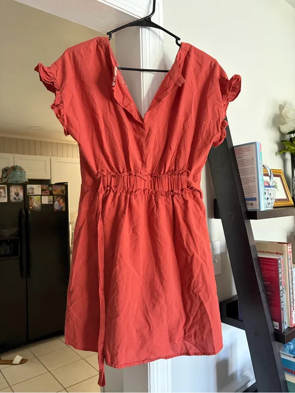 entro Rust-Red Short Dress with Surplice Neckline - Image 2