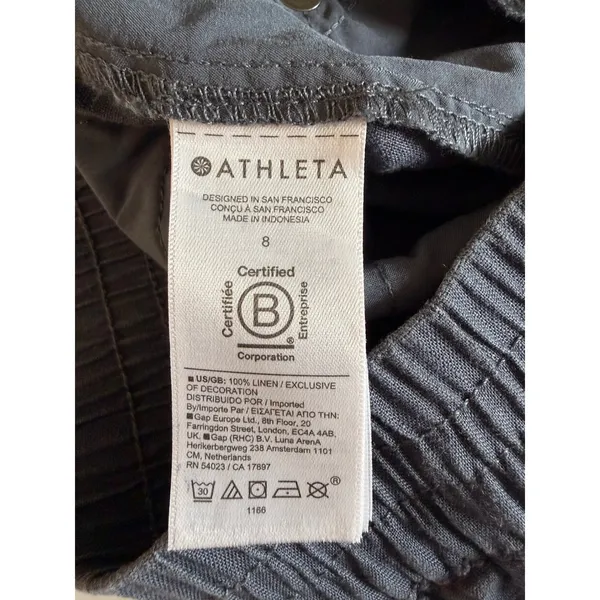 Athleta Cabo Linen Shorts Navy Blue 586829-02 Womens Size 8 Elastic‎ Side Buckle - Image 8