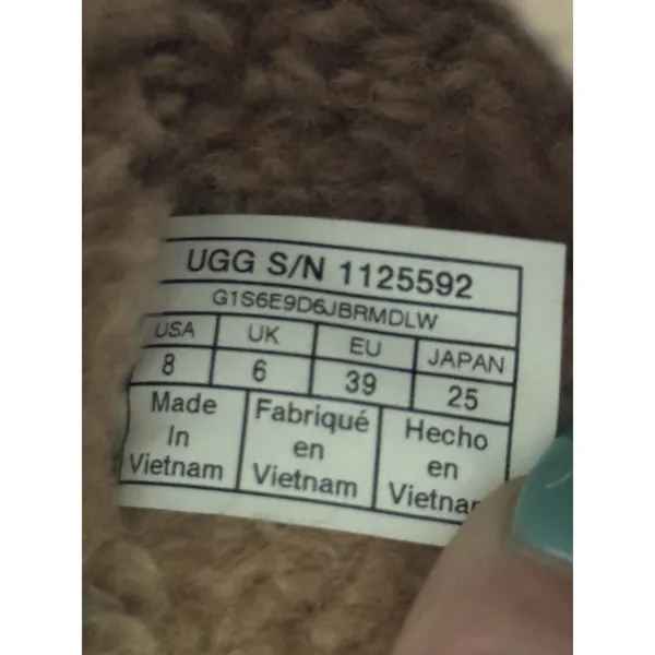 UGG Fluff Yeah Cow Print Shearling Slide Slippers Women's US 8 EU 39 Beige Tan - Image 7