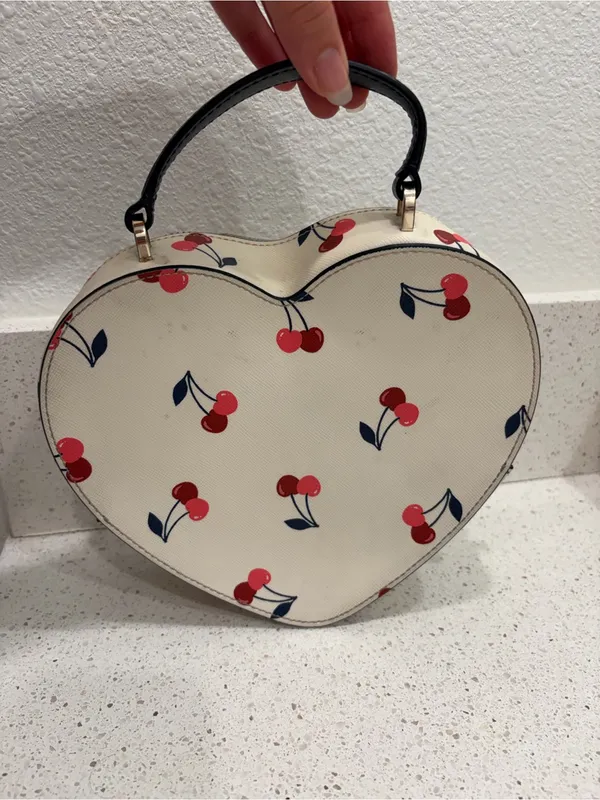Kate Spade New York Love Shack Cherry Heart Handle Bag- Cream Heart Cherries - Image 8