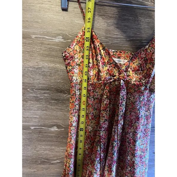 Victoria’s Secret Orange Yellow Floral Slip Dress Size XS Bow Straps Sexy Sheer - Image 5