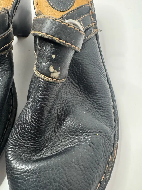 Cherokee Black Leather Mules Size 11 - Image 3