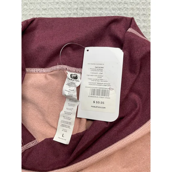 Fabletics Womens Active‎ High Waisted Crop Leggings Pink Burgundy L NWT - Image 4