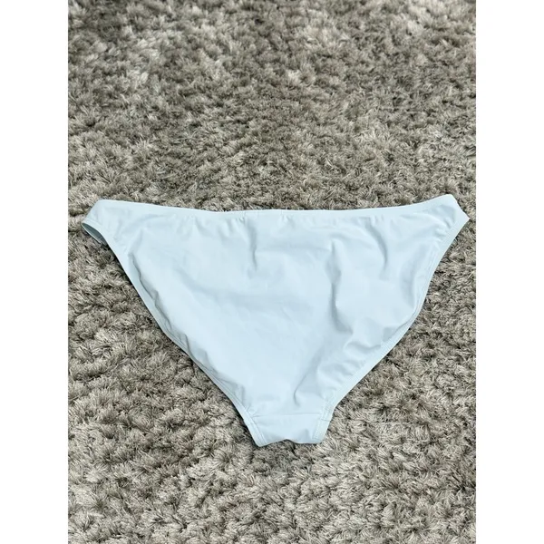 Tory Burch Miller Light Blue Bikini Bottom Low Rise Silver Logo Buckle Size L - Image 6