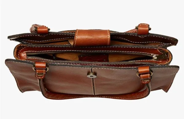 Patricia Nash Rienzo Top Handle Satchel Tan Leather Handbag Brown - Image 9