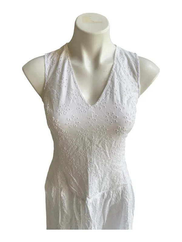 GAP Eyelet Drop-Waist Maxi Dress White XS Petite NWT - Image 7