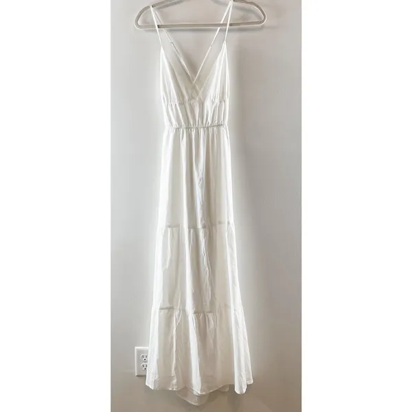 Princess Polly Mckew Sleeveless Crossback Tiered Maxi Dress White 8 - Image 4