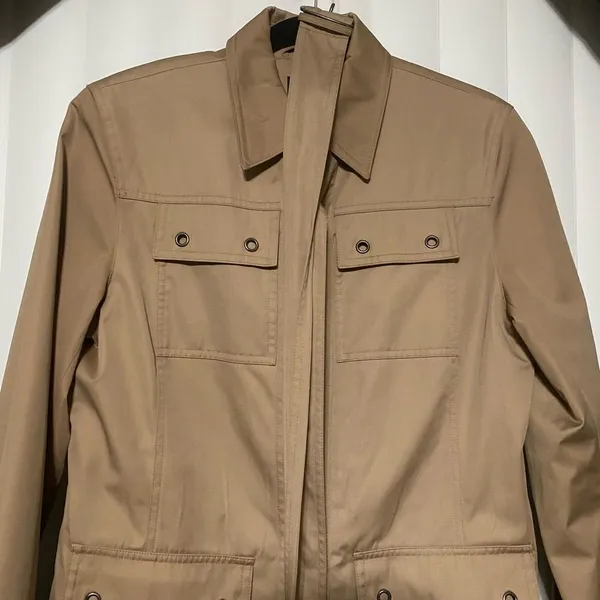 Gallery tan button, belted raincoat type coat - Image 3