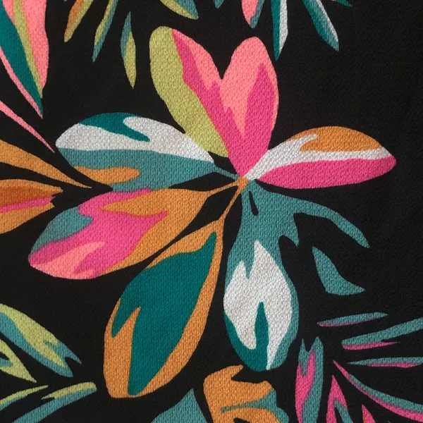Xhilaration nwt size XL Black Tunic with Multicolor Floral Print & Pom-Pom Trim - Image 2