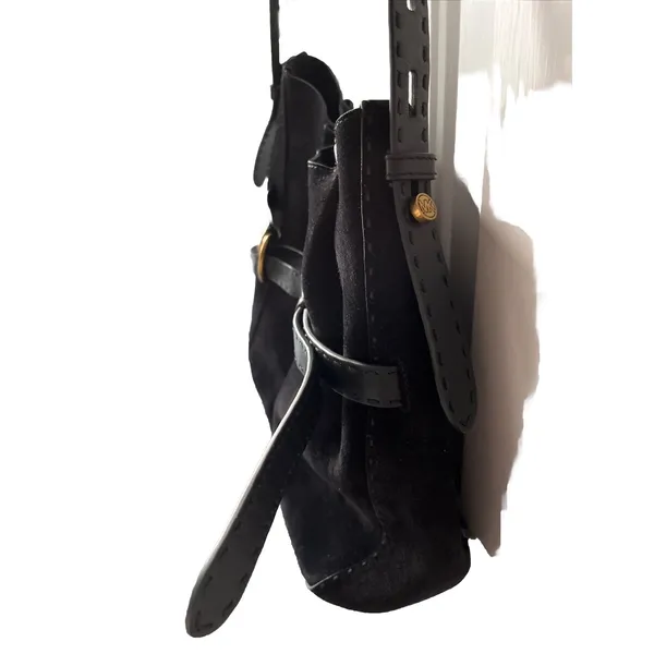 Michael‎ Kors Black Suede Leather Tote Bag Gold Hardware Crossbody Large Rare - Image 7