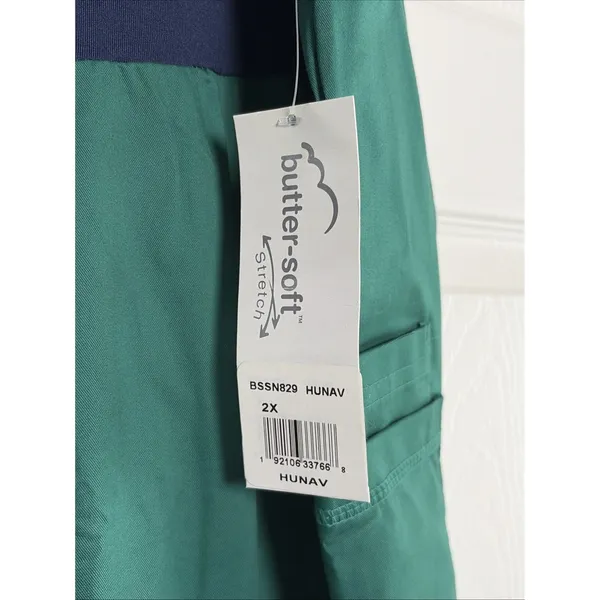 Butter-Soft Stretch Maternity Scrub Pants Womens Size 2X Green Navy Medical Work - Image 3