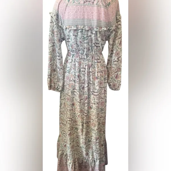 lovestitch Cream Floral Long Sleeve Maxi Dress size M - Image 3