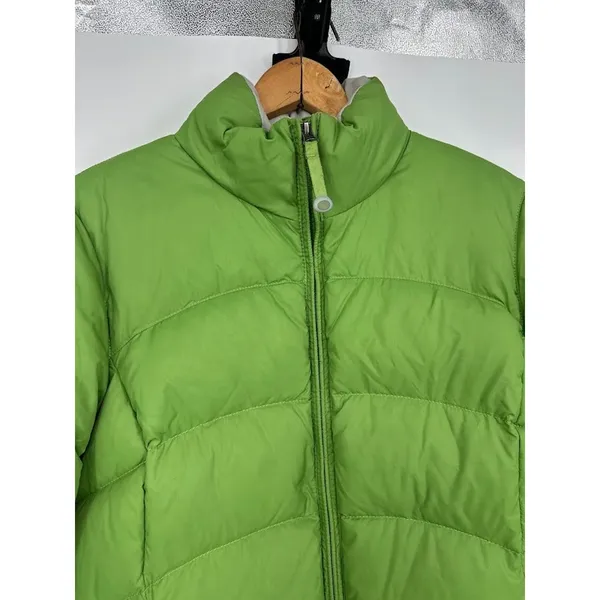 LL Bean Jacket Womens Medium Green Goose Down Puffer Quilted Coat Insulated‎ - Image 2
