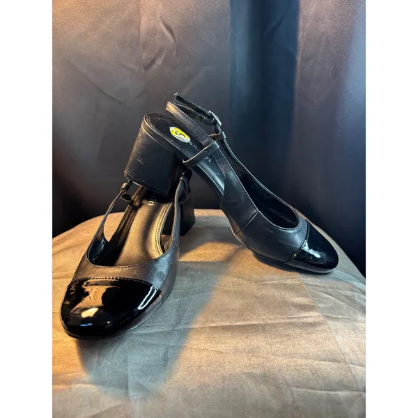 Madden Girl Womens Black Cap Toe Slingback Block Heel Pumps Size 9.5 - Image 5