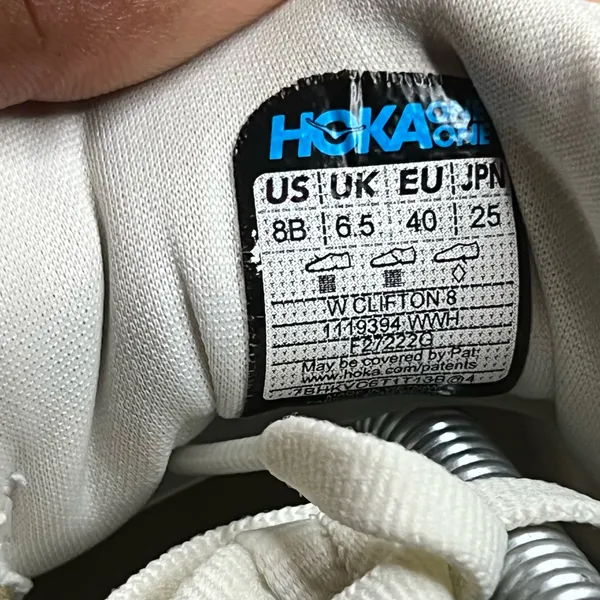 Hoka Clifton 8 “White” 1119394WWH Size 9W NO BOX - Image 2