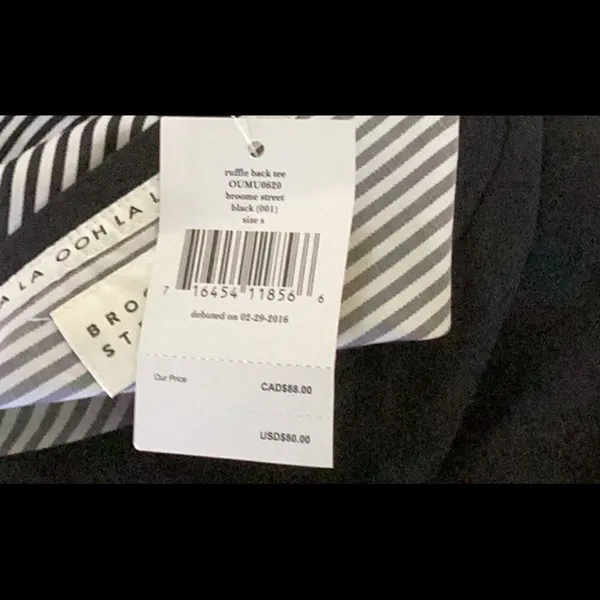 Kate Spade Black White Broome Street Striped Black Tee Shirt Top Small, NWT - Image 9