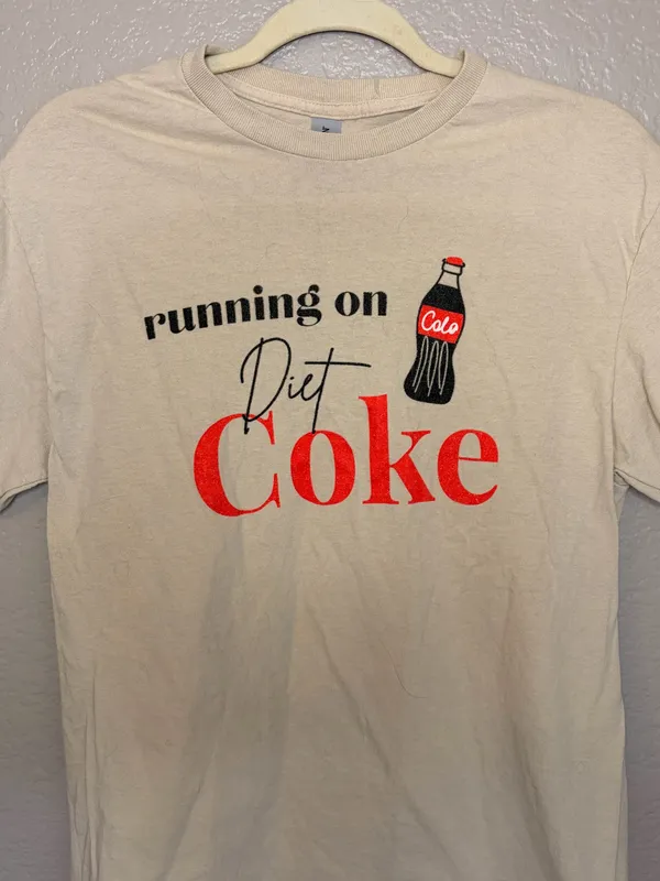 Running on Diet Coke Graphic Tee | Cream Vintage Style T-Shirt - Image 4