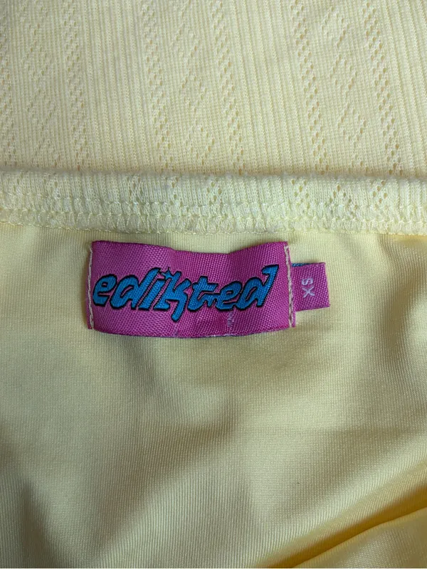 Edikted Yellow bohemian girly Ruffled Slip Dress with Pink Rose Accent size xs - Image 3