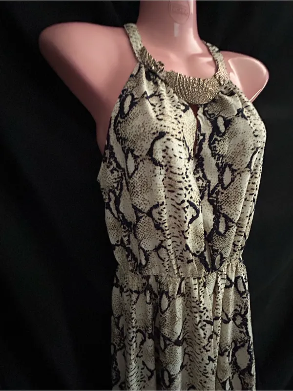 Marineblu Women’s Snake Print Halter Maxi Pants Romper Jumpsuit SM - Image 7