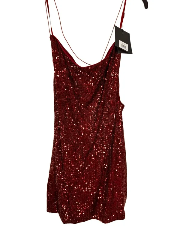 NWT MacDuggal 26479 Sequin Strappy Back Mini Formal Prom Dress Burgundy Size 6 - Image 5