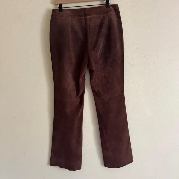 Margaret Godfrey Vintage Western Boho 70s Suede Chocolate Brown Bootcut Pants 12 - Image 6