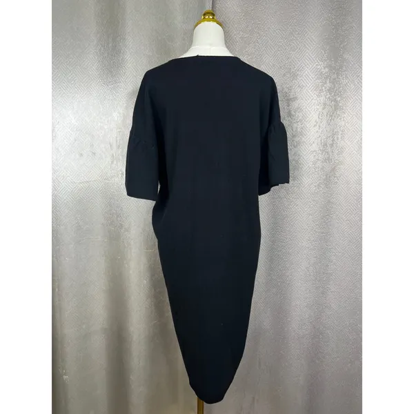 Lauren Ralph Lauren Black V-Neck Flutter Sleeve Knit Sweater Dress XL - Image 9