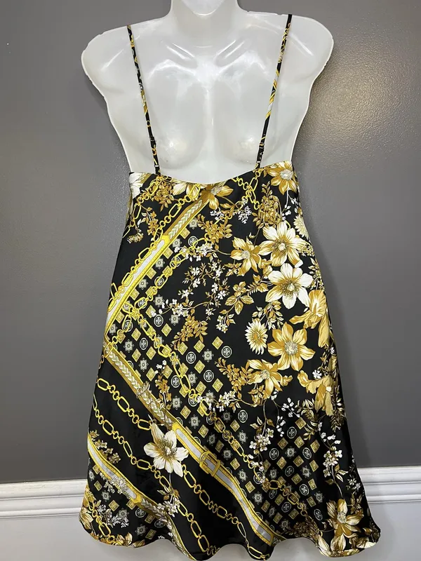 Princess Polly Dress Womens 6 Black Floral Chain Square Neck Slip Mini Party - Image 5
