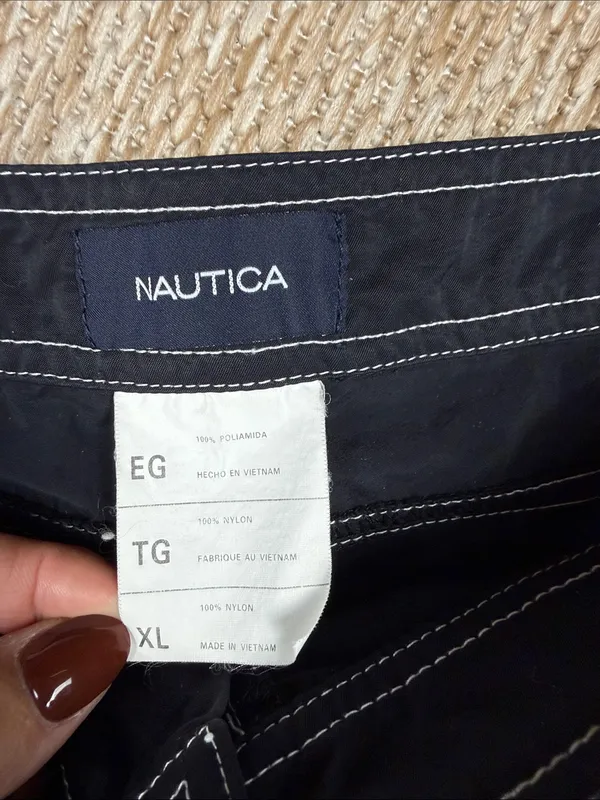 Nautica Women's Black Swim Shorts with White Contrast Stitching - Image 2
