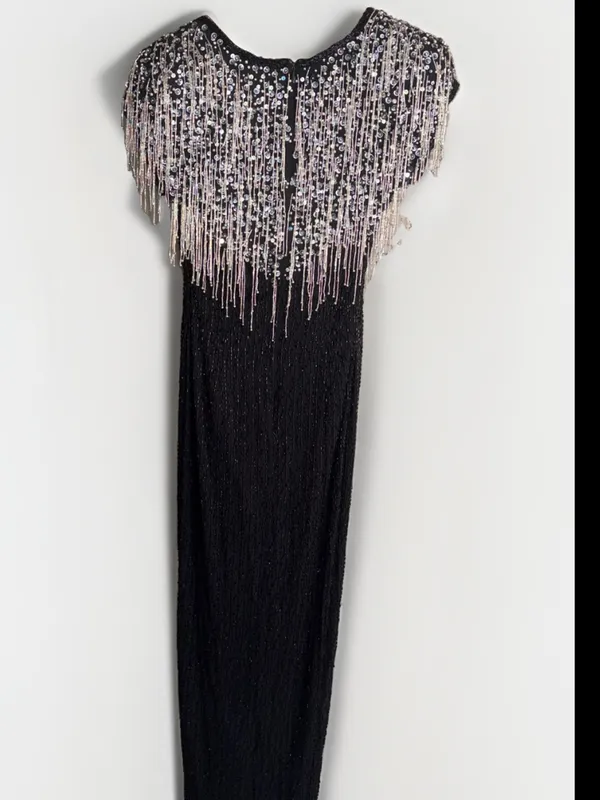 Alyce Designs Cascading Beads Formal Maxi Dress Gown 8 - Image 8