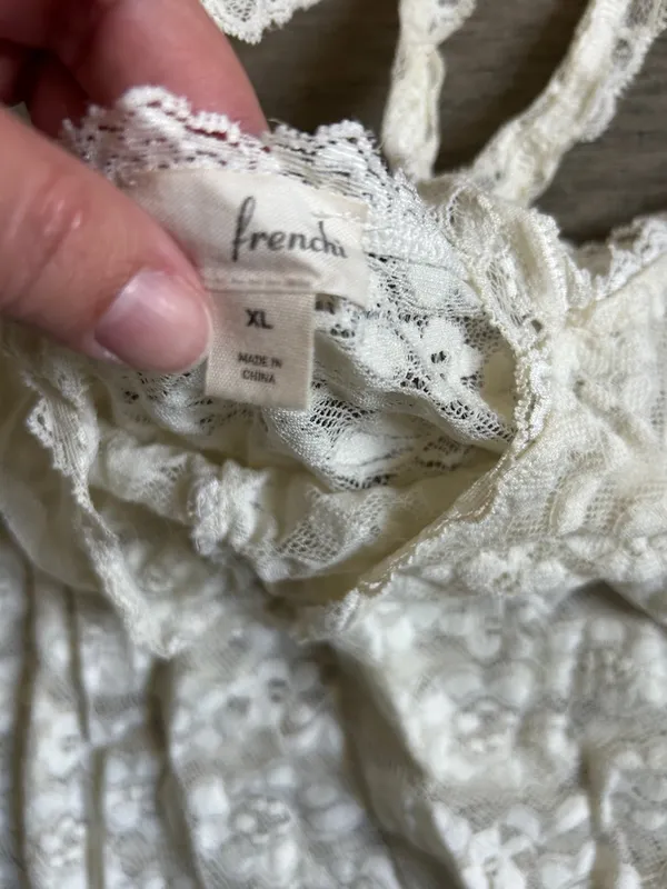Frenchi Cream Lace Camisole with Adjustable Straps - Image 2