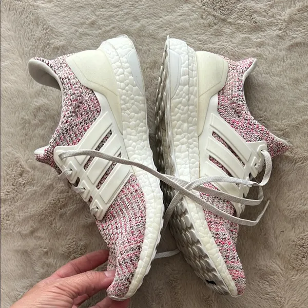 Adidas Women's Ultra Boost Pink and White Sneakers - Image 9