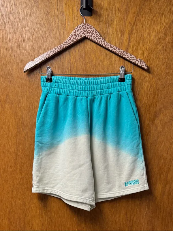 Apparis Roxy 100% Cotton Ombre Dip Dye Fleece Track Shorts Blue White Small - Image 13