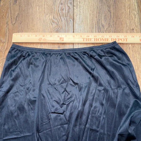 Vintage Half Slip Skirt Womens L Black Nylon Lace Trim Made USA 90s Slit gothic - Image 4