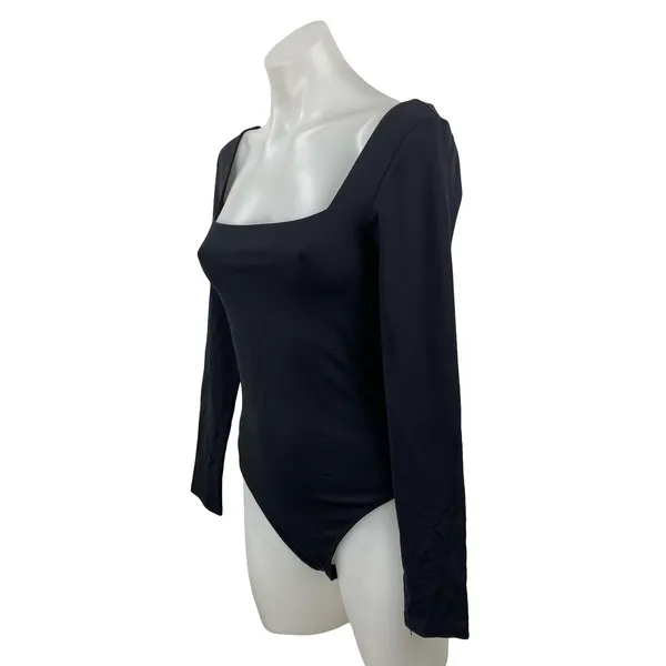 Aritzia Babaton Contour Women's Black Square Neck Long Sleeve Bodysuit Top Sz M - Image 2