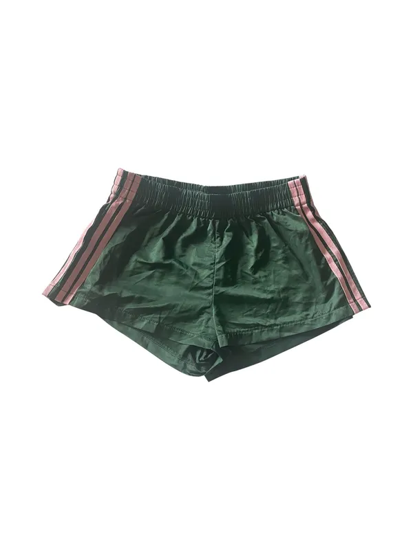 PACSUN-EDIKETED-NIKKI NYLON SHORTS-SIZE XS Lightweight green athletic shorts with contrast pink side stripes. Elastic waistband for a comfortable, secure fit. Breathable fabric designed for everyday wear and active days. Easy to style with tees or tanks Excellent condition - Image 5