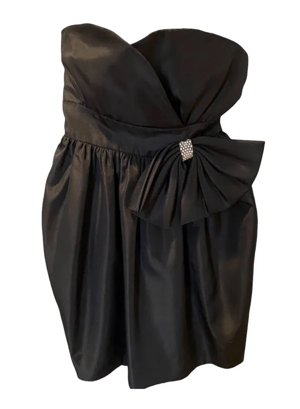 HOST PICK Vintage Talbots Kappi 80’s Black Taffeta Strapless PROM Dress Size SP - Image 2