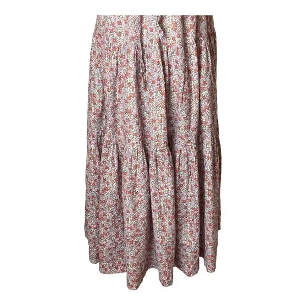 Rebecca Taylor La Vie Pink Metallic Gold Thread Floral Print‎ Eva Midi Dress S - Image 5