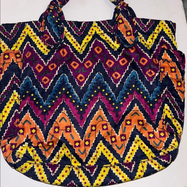 Marc By Marc Jacobs Multicolored Quilted Nylon Tote Bag Chevron Geometric Design - Image 4