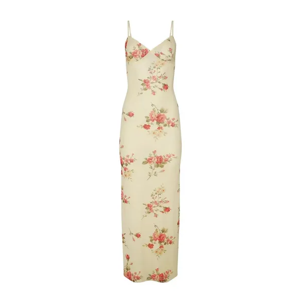 Women's Yellow Floral Sleeveless Cami Camisole Maxi Bodycon Slip Tank Dress Sz S - Image 11