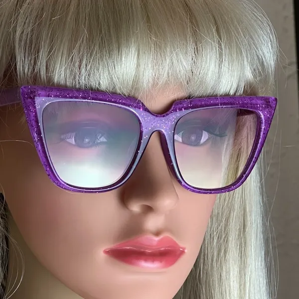 Candy Color Glittering Cat Eye Sunglasses - Pretty Purple - Image 7