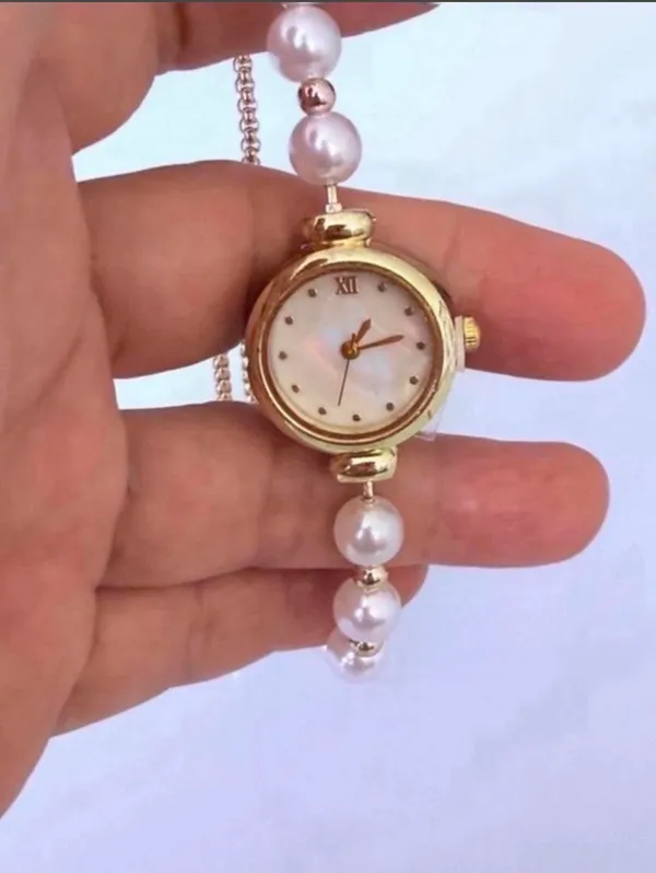 Brand New Gold pearl watch with white face and Roman numerals - Image 2