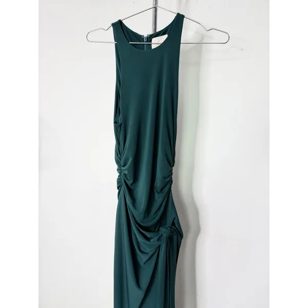 Cinq à Sept Andie Side Tie Dress Green Onyx Ruched Maxi Sleeveless - Image 3