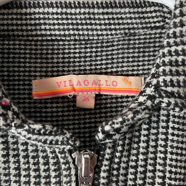 Vilagallo Checked Fringe Zip Up Wool Dress Black White Houndstooth Size 36 US‎ 4 - Image 8