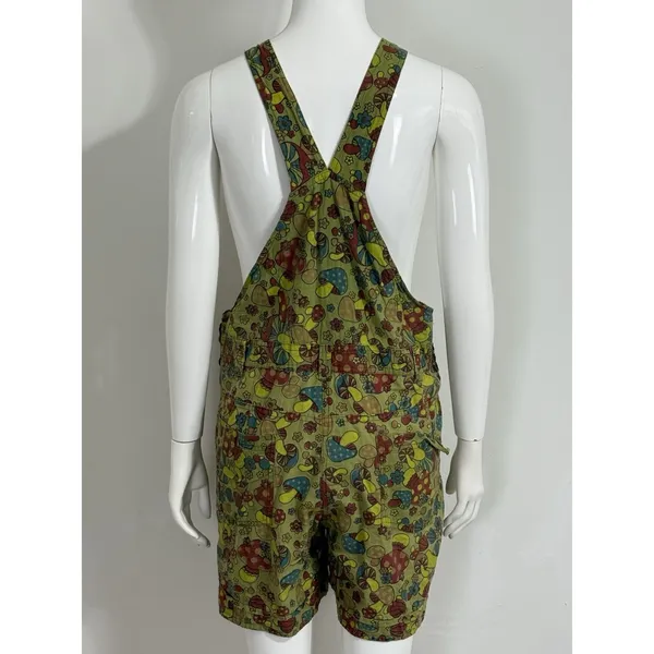 Vintage Jayli Women’s Mushroom Print Overall Shorts Retro Boho Hippie Size XL - Image 2