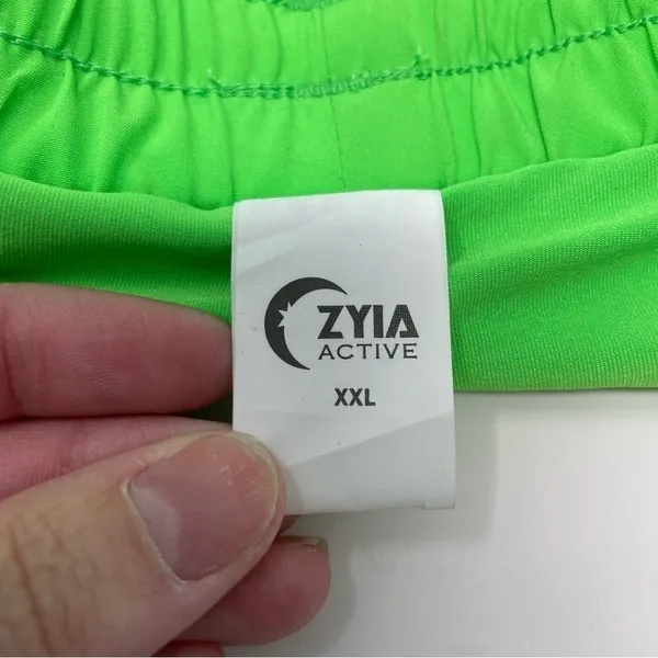 Zyia Bright Neon Green Velocity Lined Athletic Shorts - Image 4